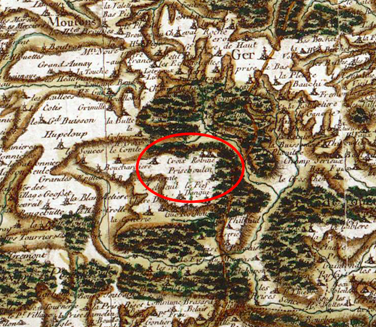 la Prise Boulay sur la Carte e Cassini 1740.