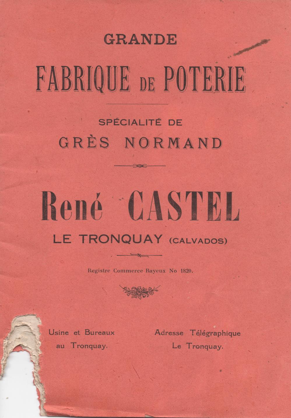Catalogue de vente René Castel au Tronquay, vers 1930